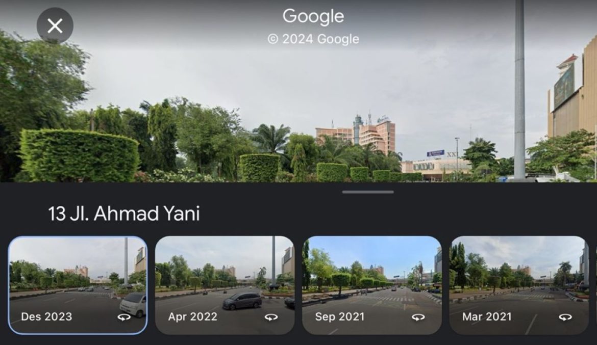 cara lihat jalan di masa lalu gunakan google maps, berdasarkan tahun.