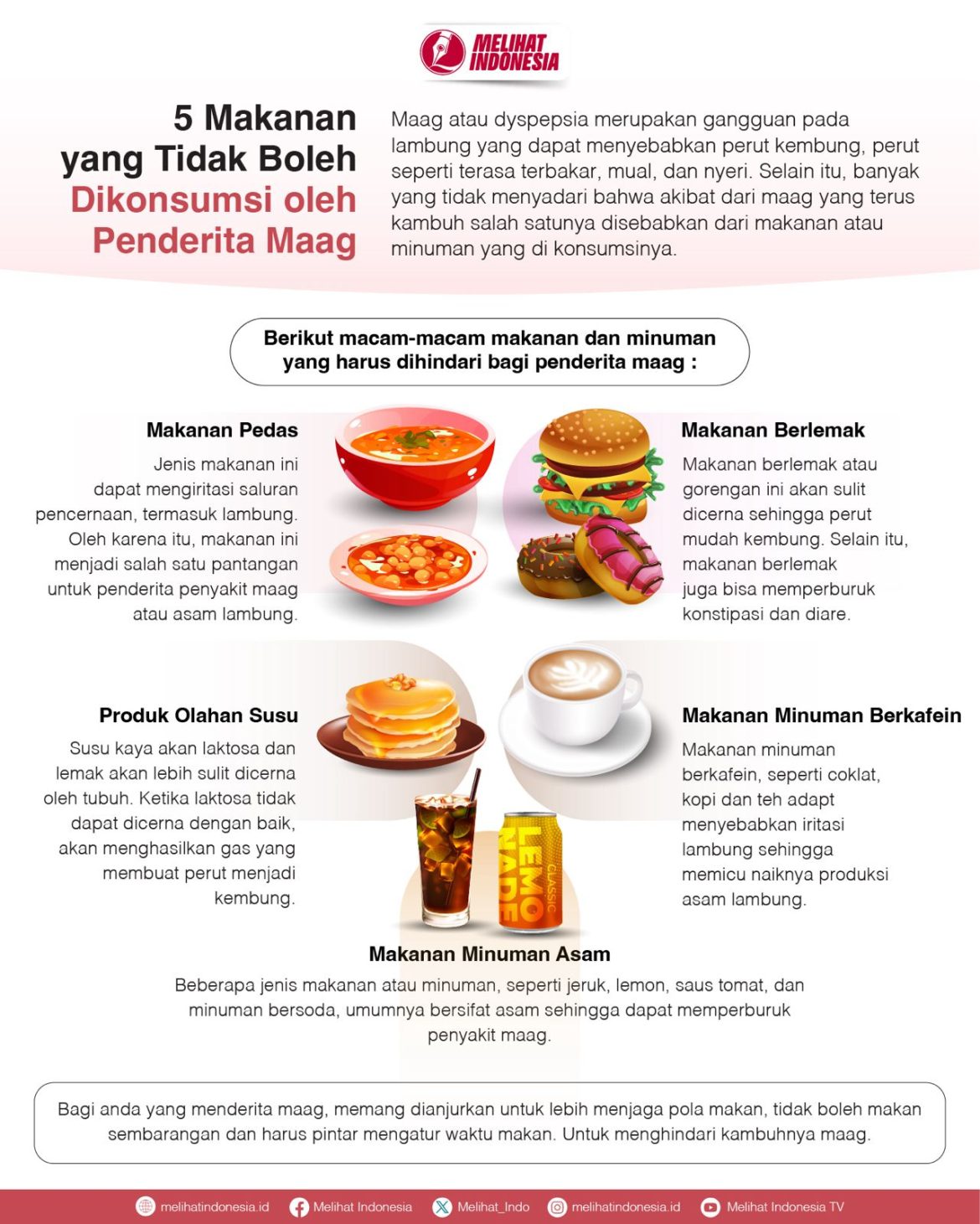 5 makanan pantangan bagi penderita maag dan asam lambung.