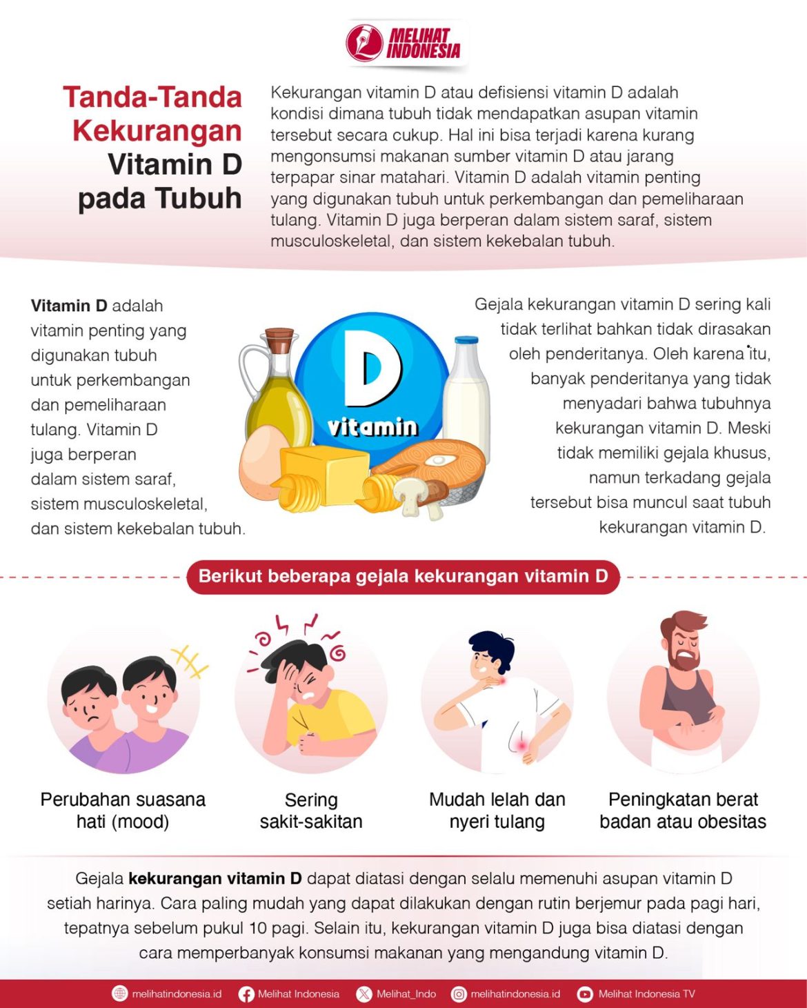 Berikut tanda-tanda tubuh kekurangan Vitamin D.