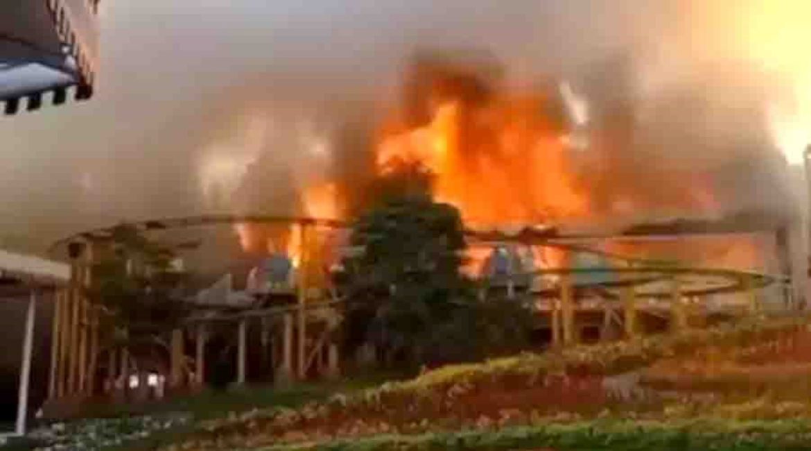 Taman Bunga Celosia yang berada di kawasan wisata Bandungan, Kabupaten Semarang, Jawa Tengah (Jateng), terbakar pada Selasa (6/8/2024) sore.