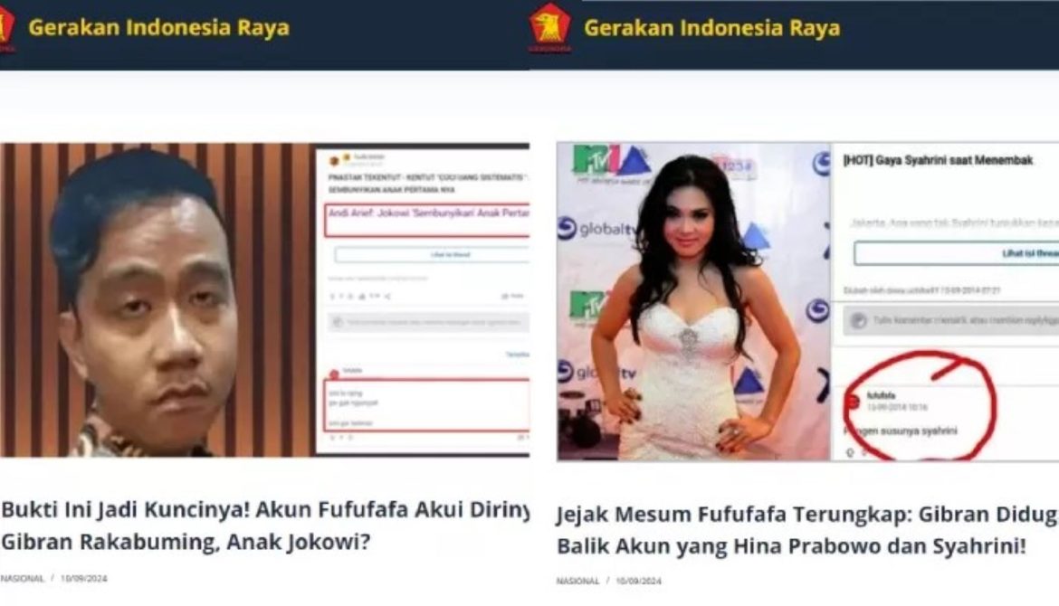 Tangkapan layar website Gerindra.org yang kini diblokir Kemenkominfo.