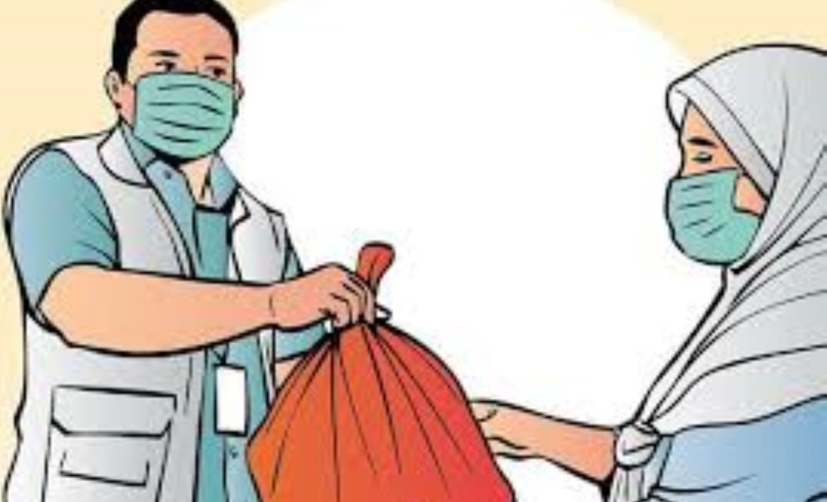 Ilustrasi pembagian bansos.